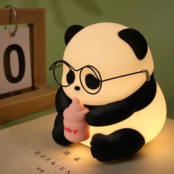 چراغ خواب سیلیکونی پاندا شیشه شیر